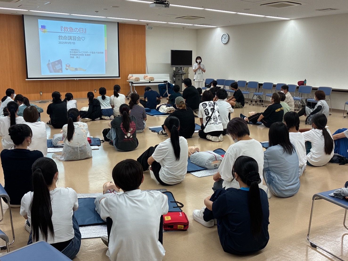 赤磐医師会病院での市民向け救命講習会